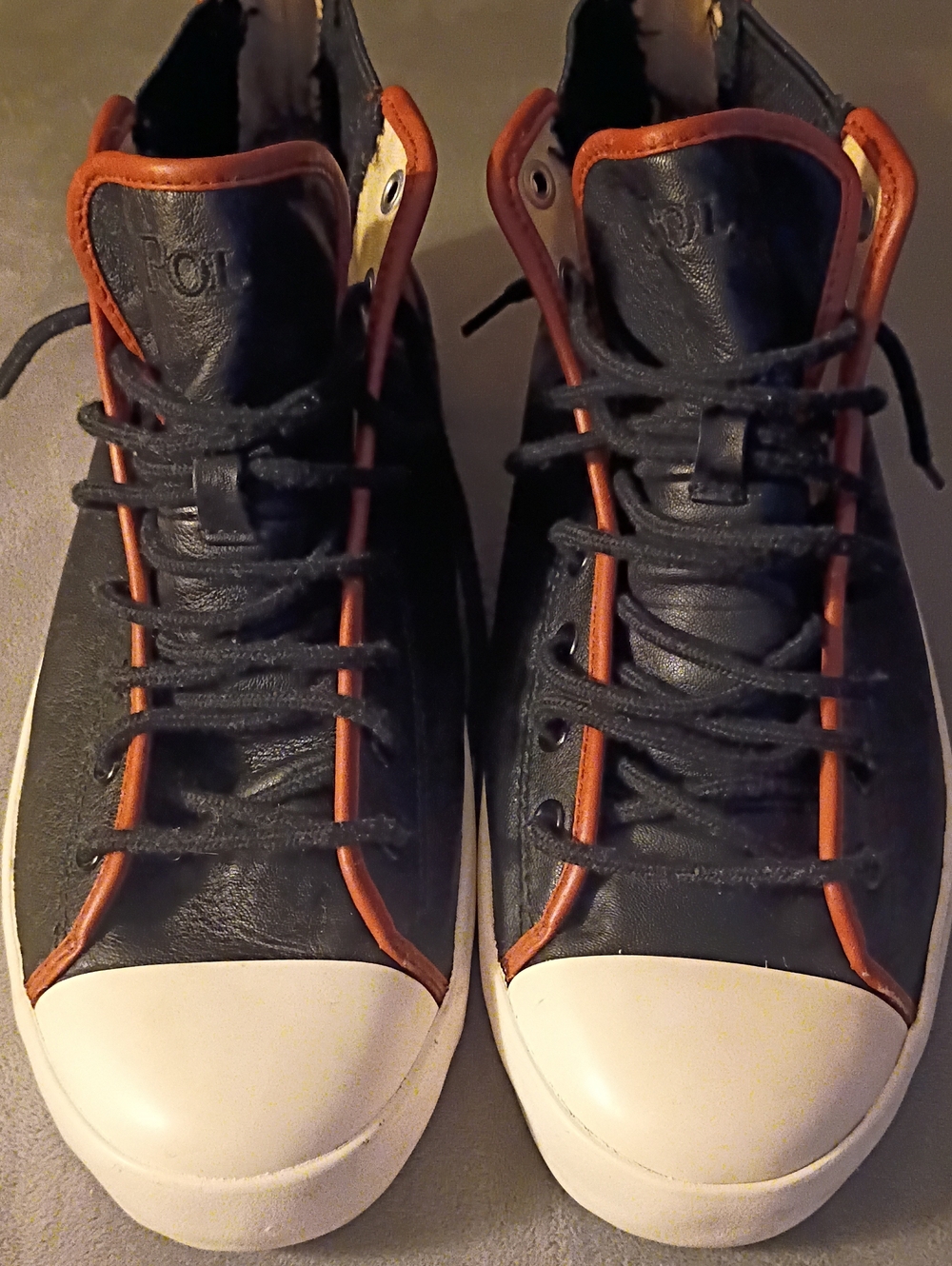 Men's  Polo Chealsea Black High-Top Sneakers with Brown Trim